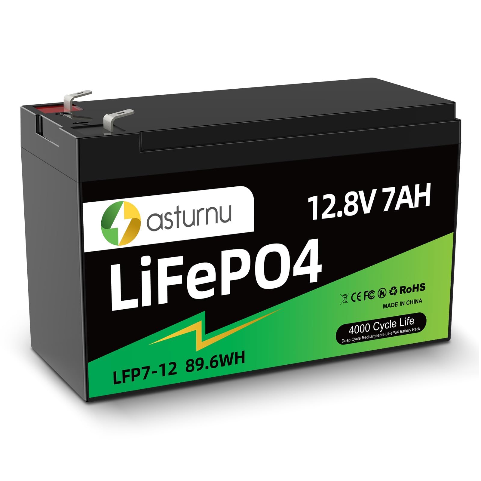 Photo 1 of 12V 7Ah(8Ah) Lithium Battery, LiFePO4 Battery, 4000+ Deep Cycle Lithium Iron Phosphate Rechargeable Batteries, Built-in BMS, Ideal for Replacing Most Backup Power, Lighting, Fish Finder, Ride on Toys
