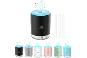 KARFUN Rechargeable Mini Humidifier with 7 Color Light, Small Personal Desktop Humidifier for Baby Bedroom, Office, Nursery, Travel with Auto Shut-Off, Super Quiet (Black)