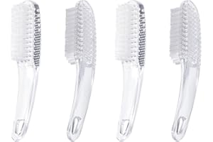 Beomeen 2 Pcs Handle Grip Nail Brushes for Cleaning, Long Handle Fingernail Cleaner, Hand Nail Toes Cleaning and Scrubbing Brushes, Pedicure Nail Scrubber Non-Slip for Men and Women, Clear