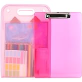 6uGooes Art Portfolio Bag for Kids, Art Folder with Handle, for A4 and 8.5" x 11" Artwork Drawing, with Clear Clipboard and Pencils,Creation Sets for Kids, Beginner, Travel Painting, Rose Theme