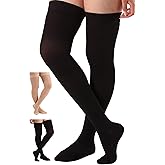 ABSOLUTE SUPPORT Plus Size Thigh Highs Compression Stockings for Women and Men 20-30mmHg | For Swelling, Edema, Thrombosis, Embolism - Black, 7X-Large, A203BL10