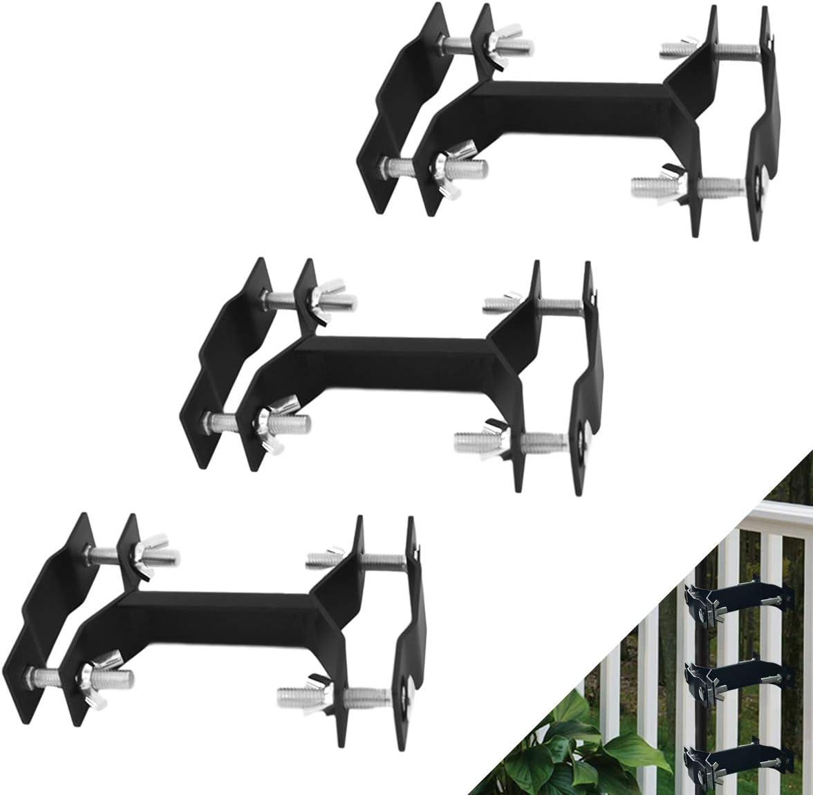 Amazon Com Homydom Deck Umbrella Clamp Outdoor Universal Patio Umbrella Torch Mount Holder Attaches To Railing Maximizing Patio Space 3 Pack Black Garden Outdoor