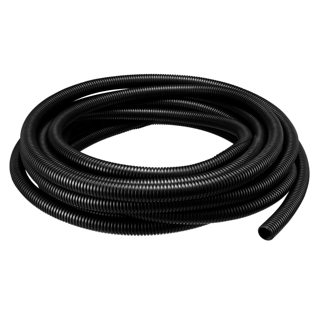sourcingmap 10 M 17 x 21.2 mm PE Split Corrugated Conduit Tube for Garden,Office Black