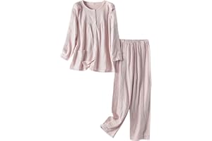 SOEDZUNG Tear Away Hospital Gown - Snap Closure Post Surgery Pajama Set for Bedridden Patients, Men & Women (Long Sleeve)