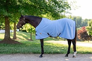 TUFFRIDER Miller's Standard Neck Fleece Cooler for Horses -Powder Blue with Navy Trim -75
