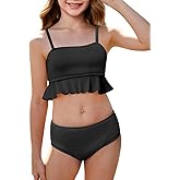 Century Star Cute Swimsuits for Teen Girls Bikini 2 Pieces Adjustable Strap Bathing Suits Ruffled Swimwear 7-14 Years