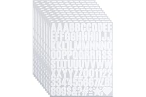 YIKTUNQ 12 Sheets 1 Inch White Letter Number Stickers,Stick On Alphabet Sticker Letters Decals for Scrapbooking Water Bottle 