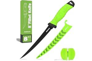 ANTOWIN 8 Inch Fishing Fillet Knife, Professional Level Knives for Filleting Fish and Boning Meat, Sharp Stainless-Steel Non-Stick Coating Blade, Non-Slip Handles, with 1 Two Stage Knife Sharpener