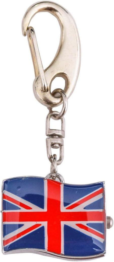 KloxUnion Jack Flag British Pocket Watch, Key Ring Watch Analog Quartz Movement