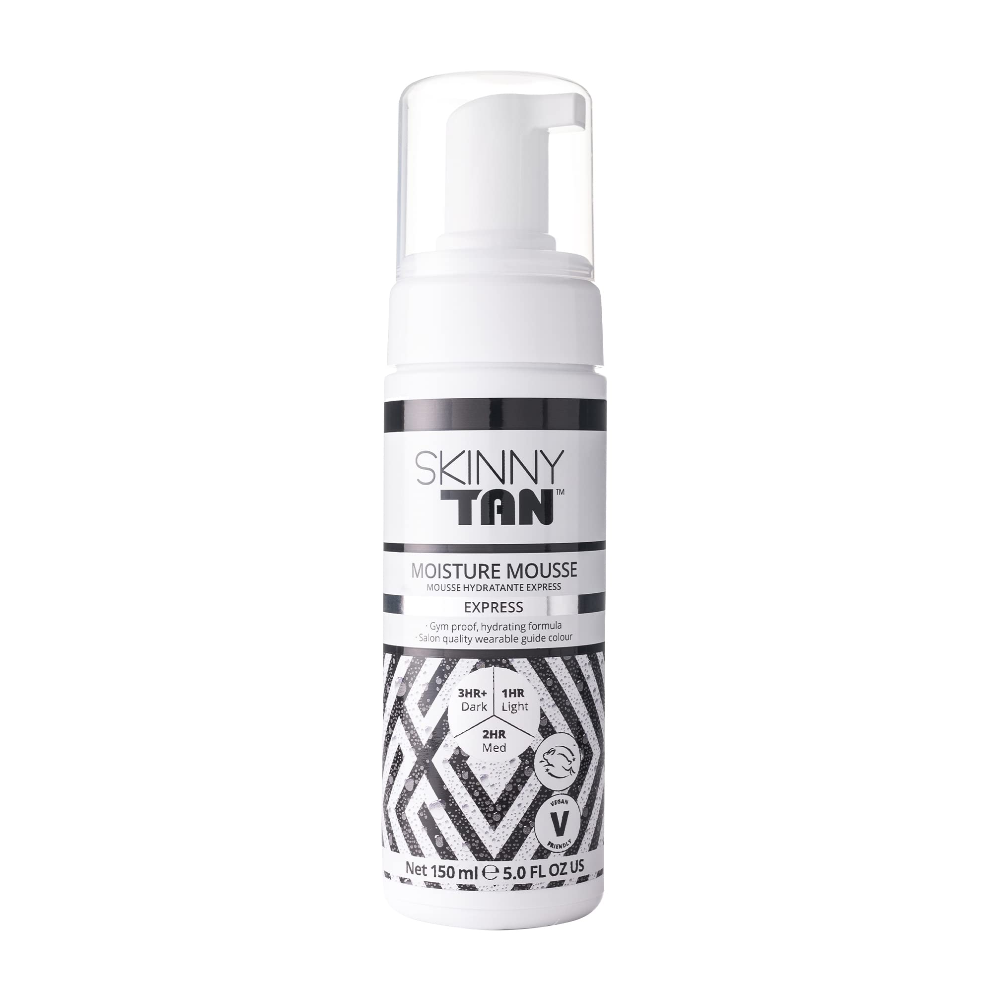 Skinny Tan Moisture Mousse Express Active 150ml |Instant Fake Tan in 1 hour |Coconut and Vanilla Aroma| Cruelty Free & Vegan Skincare for Radiant Natural Glow