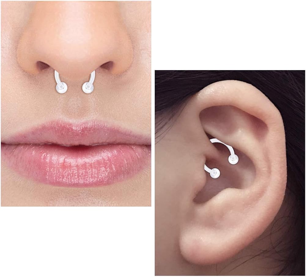 VCMART Plastic Nose Septum Rings Hoop Retainers 16G Flexible Bioflex Horseshoe Lip Helix Tragus Piercing Ring 8mm 10mm - Image 4