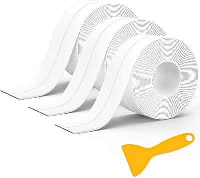 MOKANI 3 Rolls Bath Sealant Strip Self Adhesive Caulk Tape 126 in x 1.5 in