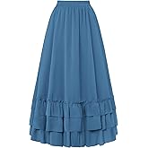 Scarlet Darkness Maxi Skirts for Women Long Renaissance Skirt Flowy Ruffle Tiered Skirt