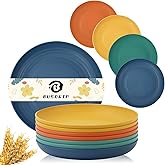 BUSOKIP Wheat Straw Plates 10 Inch Deep Dinner Plate Set of 8, Lightweight and Unbreakable Plastic Plates Reusable, Microwave & Dishwasher Safe Kitchen Plate (Multi Colors)