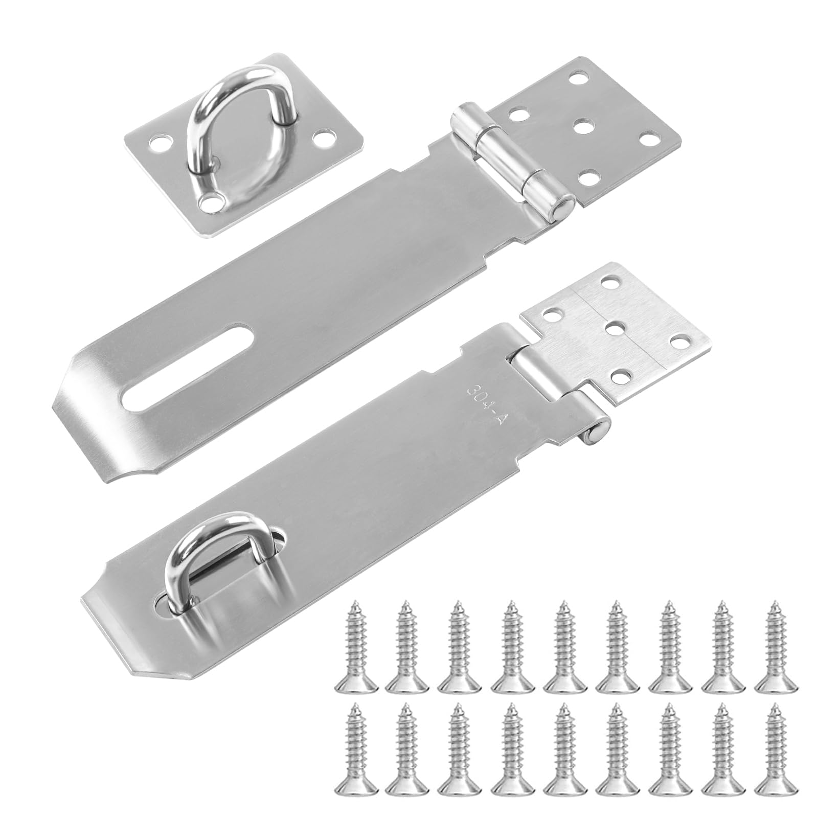 XIATIAN Padlock Hasp 4 Inch 2 Sets Stainless Steel Hasp and Staple Heavy Duty Security Clasp Lock Latch Hasps with Screws for Garage Garden Gate Bedroom Shed Door Lock Window Cabinet (Silver)