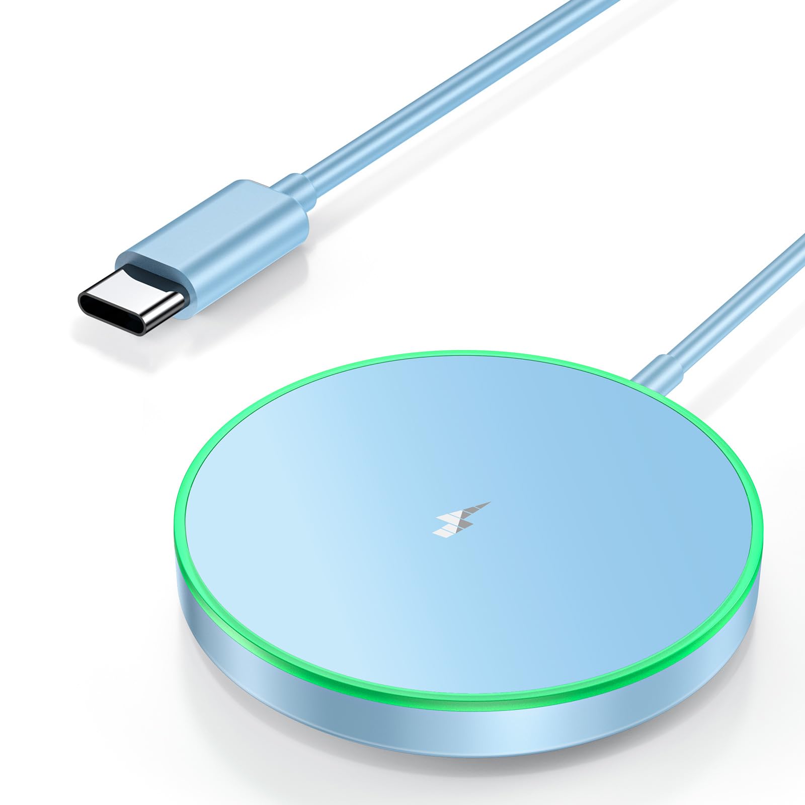 UMEIJA Magnetic Wireless Charger 15W Charger-Fast Charging Pad Compatible with iPhone16/15/14/13/12 Series & Airpods 2 3 Pro-LED Pad with Dual Charging Ports Original Replacement（Blue）