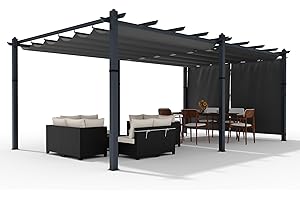 GarveeLife 12 x 20 ft Aluminum Pergola Oversize Outdoor Metal Gazebo with Adjustable Canopy Reinforced Frame Outdoor Shelter for Backyard Patio Garden Deck - Grey