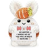 Zetckzilv Mom Birthday Gifts Mother Gift from Daughter Son Mini Handmade Positive Crochet Bunny Inspirational Support Crochet Funny for Mom Christmas Valentine Mother’s Day