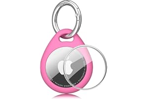 Vanjua Case for Airtag Holder with Keychain, Anti-Scratch Waterproof TPU Shell Protective Air Tag Case for Luggage,Keys,Pet C