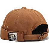 Men Hats Docker Cap Hats Beanie Sailor Cap Worker Hat Rolled Cuff Retro Brimless Hat with Adjustable