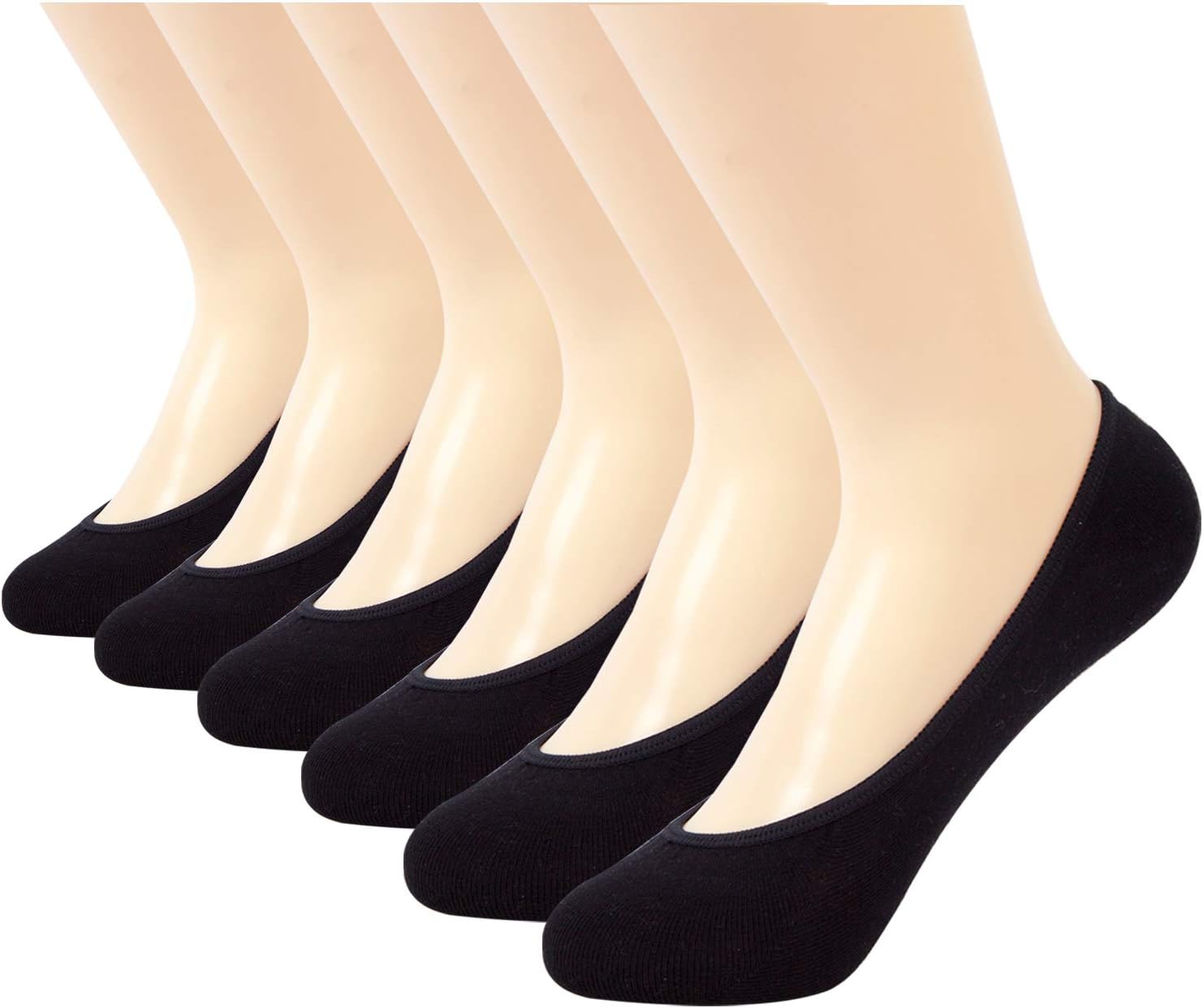 Women’s Ultra Low Cut Liner Socks No Show Non Slip Grips Hidden Invisible for flats Boat (6-Pack)