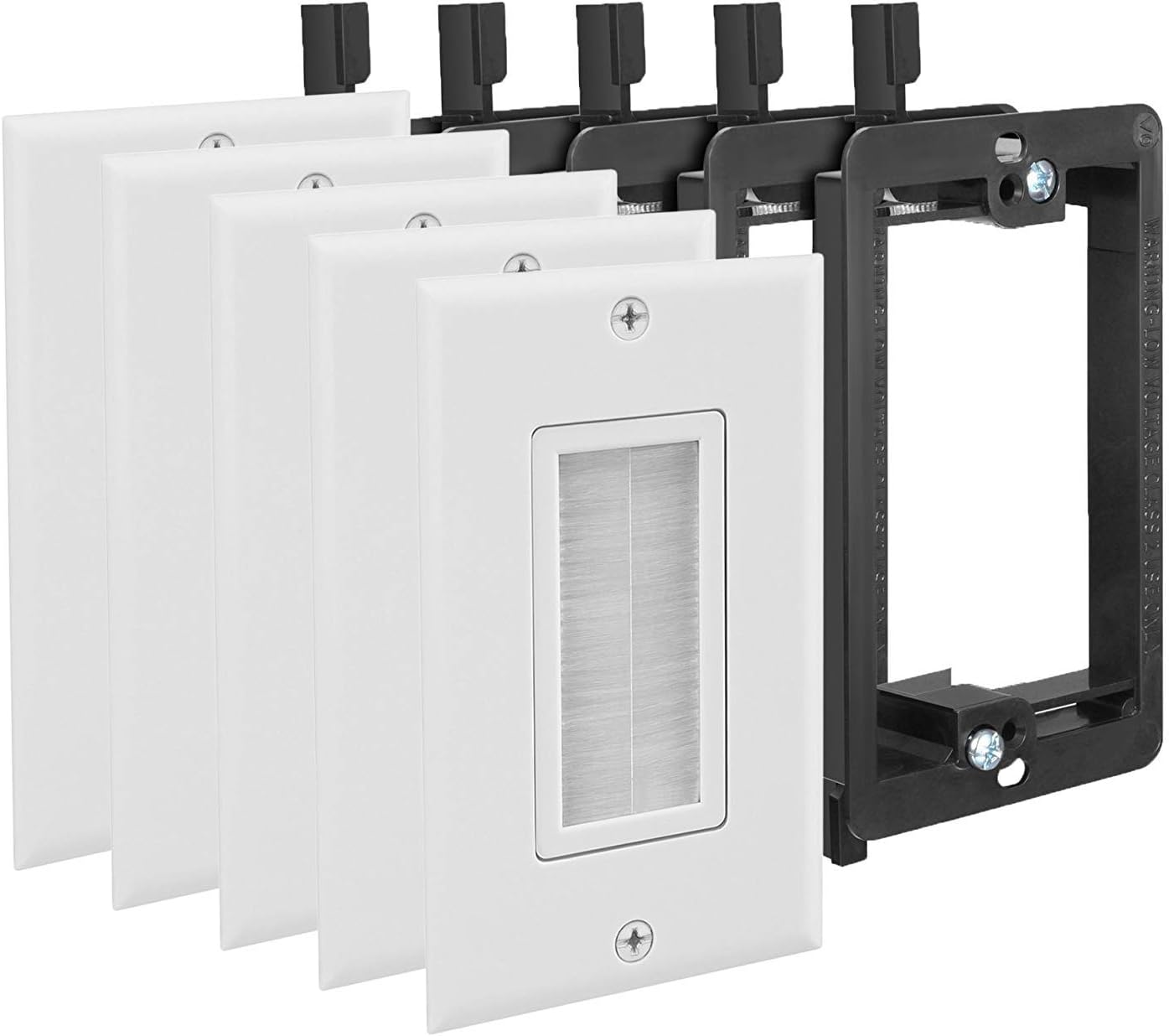 Fosmon Cable Wallplate, White Ideal Brush Type for Speaker Files Game Consoles or Wall Televisions (Coaxial Cable, HDTV
