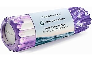 Oceanfoam Ripple Roller - Muscle Massage Foam Roller for Back Pain & Stretching - Mother's Day Gifts - Travel Size, 11" x 3.35" - Purple Marbled