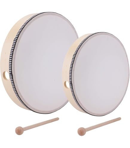 SOIMISS Tambourin à Main Léger Avec Baguettes Bois Naturel Et