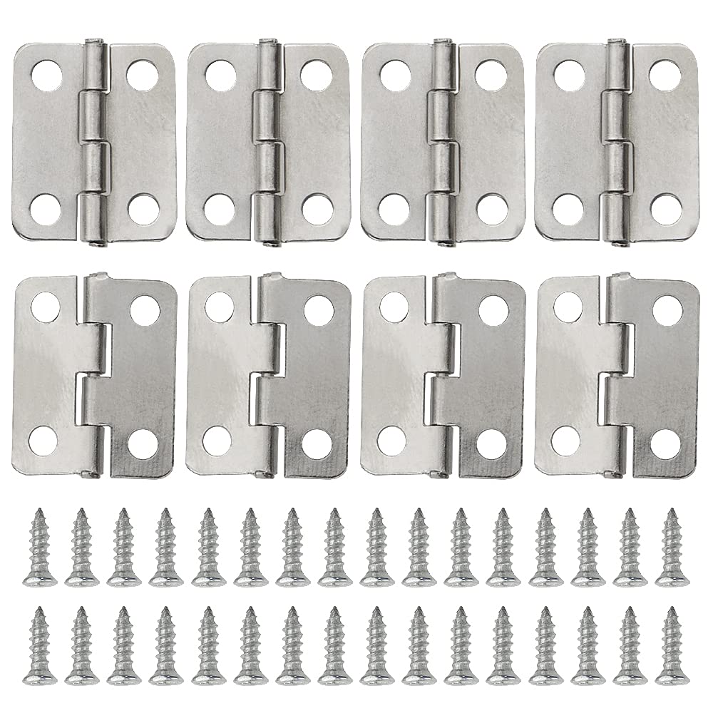 WMYCONGCONG 60 Pieces Small Hinges with Screws, Silver Jewelry Box Hardware Hinges, 1.6 * 1.3cm Mini Hinges for Wooden Box, Miniature Folding Butt Hinges