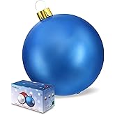 Inflatable Christmas Ornaments, 18" or 25" Oversized Outdoor Christmas Ball Ornaments, Holiday Yard Christmas Tree Decorations, Indoor and Outdoor Decoration Balls (25 inch, Blue)