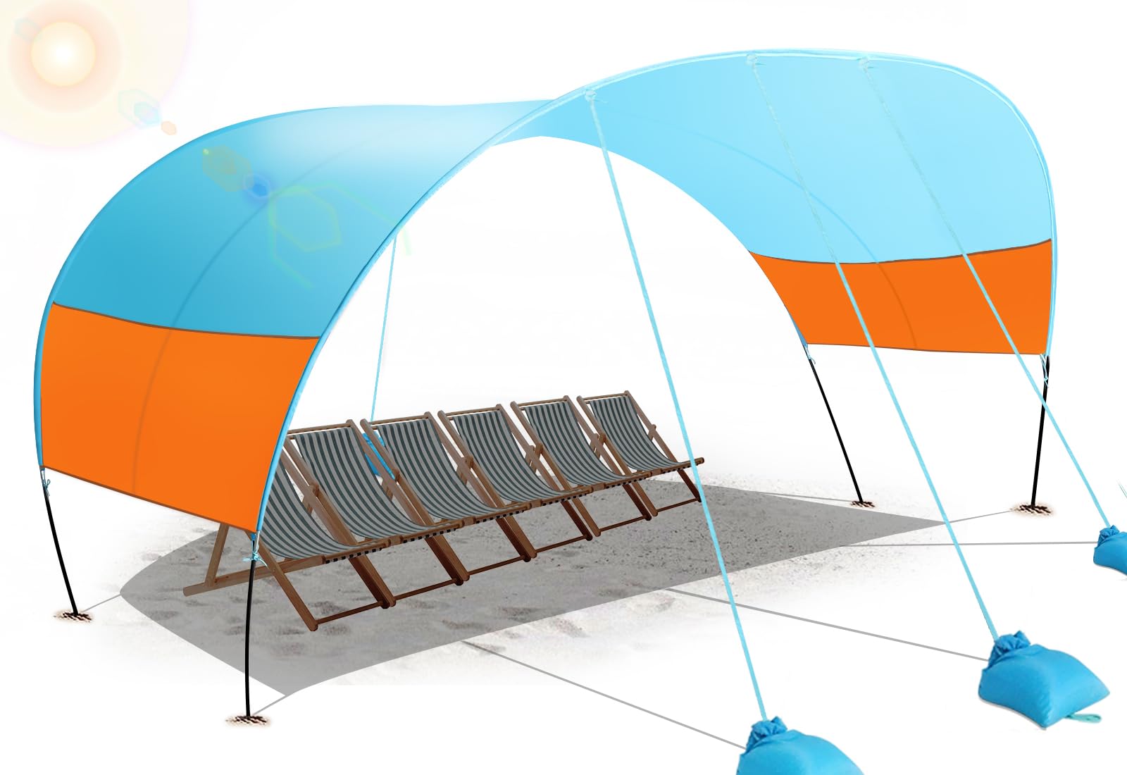 Photo 1 of ** the photo is a reference**Yumt Beach Canopy Sun Shade, Beach Shade Canopy Wind Sail Camping Sun Shelter Lightweight Beach Tent Beach Sun Shelter Easy Setup Outdoor Shelter for Beach, Camping, Fishing, Backyard and Picnics