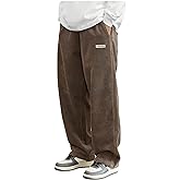 SOLY HUX Men's Corduroy Pants Casual Drawstring Elastic Waist Straight Leg Sweatpants with Pockets