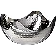 Elegance Hammered 8-Inch Stainless Steel Wave Serving Bowl, Silver, 8" x 8" x 4"