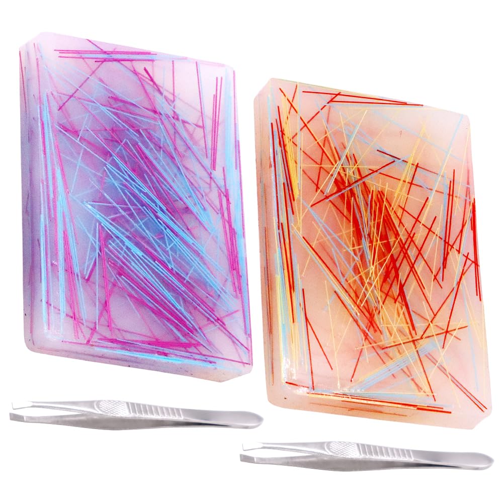 Picky Pad, 2 Pcs Skin Picking Fidget Toys with Tweezer Silicone Picking Pads Picky Pad Reusable Sensory Release Stress and Relieve Anxiety for Adults and Teens