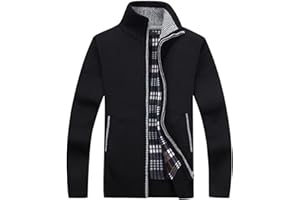 XinYangNi Men's Sweaters Full Zip Slim Thick Knitted Cardigan Sweaters Jacket with Pockets