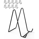 Lzerking 10 Packs Display Stands for Plate, 6 Inches Black Plate Stands for Display, Metal Plate Holder Picture Stand for Picture, Decorative Plate, Book, Photo