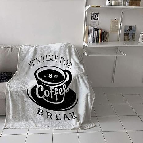 Amazon Homelife 子供用ブランケット 暖かい フランネル毛布 60 70インチ コーヒー休憩の時期 エスプレッソのアイコンが散らばった背景 ブラックとホワイト カスタマイズ可 キッズ ジュニア用寝具 オンライン通販