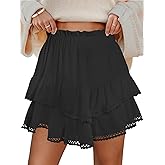 COPYLEAF Ruffle Skorts for Woman Boho Tiered Flowy Short Skirt High Waist Mini Skirts Casual Summer Beach Outfits