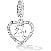 BABAMIA 925 Sterling Silver Heart Letter Bead Charms Fits Bracelets and Necklaces | Initial Pendant Charms Paved with Cubic Zirconia | Letter A-Z Jewelry Gift for Women
