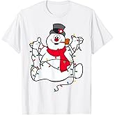 Frosty The Snowman Christmas Lights Portrait Short Sleeve T-Shirt