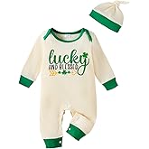 Bowanadacles St. Patricks Day Baby Boy Outfit Clothes Newborn Infant Clover Print Romper Long Sleeve Ripped Jumpsuit Hat