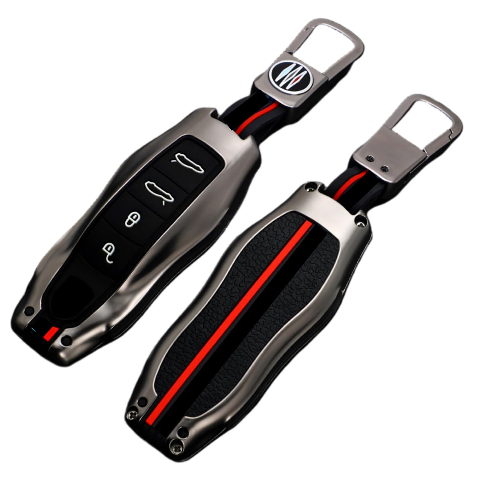 Happyit Zinc Alloy Car Key Cover Cases for Porsche Cayenne 958 911 Lepin 996 Macan Panamera 997 944 924 987 987 gt3 Cayman 987 (4 Buttons, Matt color)