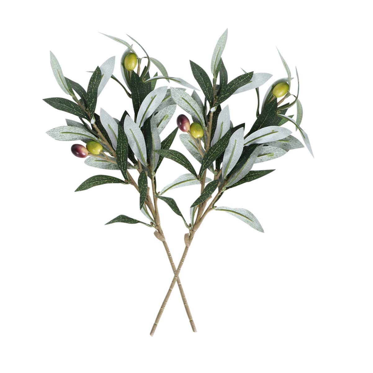 Garneck 2Pcs Olive Tree Branches Artificial Olive Plant Branches Olive Leaves Decor for Office Wedding Greenery Decorations, 23 * 36cm (47H815315P8)