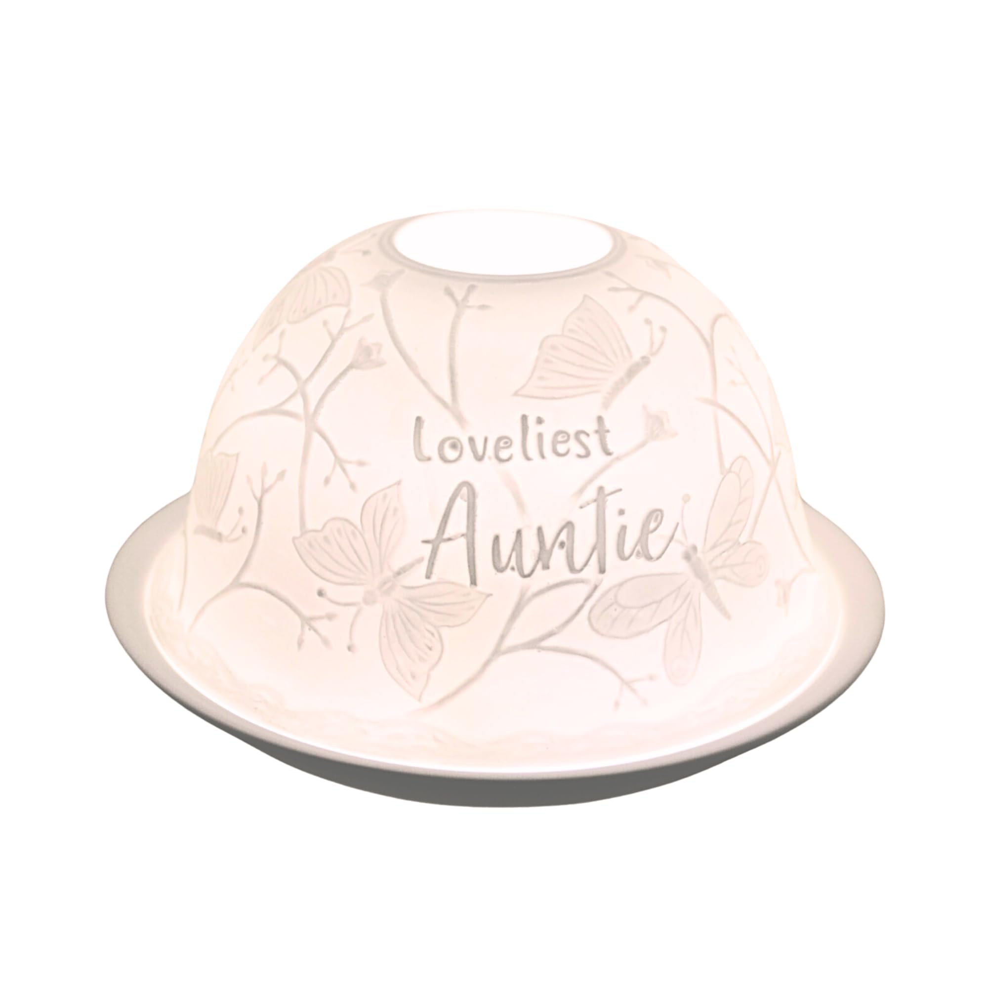 Nordic Lights Tealight Candle Holder for Auntie, Set of Shade & Plate, Living Room, or Dining Room Table Decorations, Home Decor Accessories - Porcelain - One Size