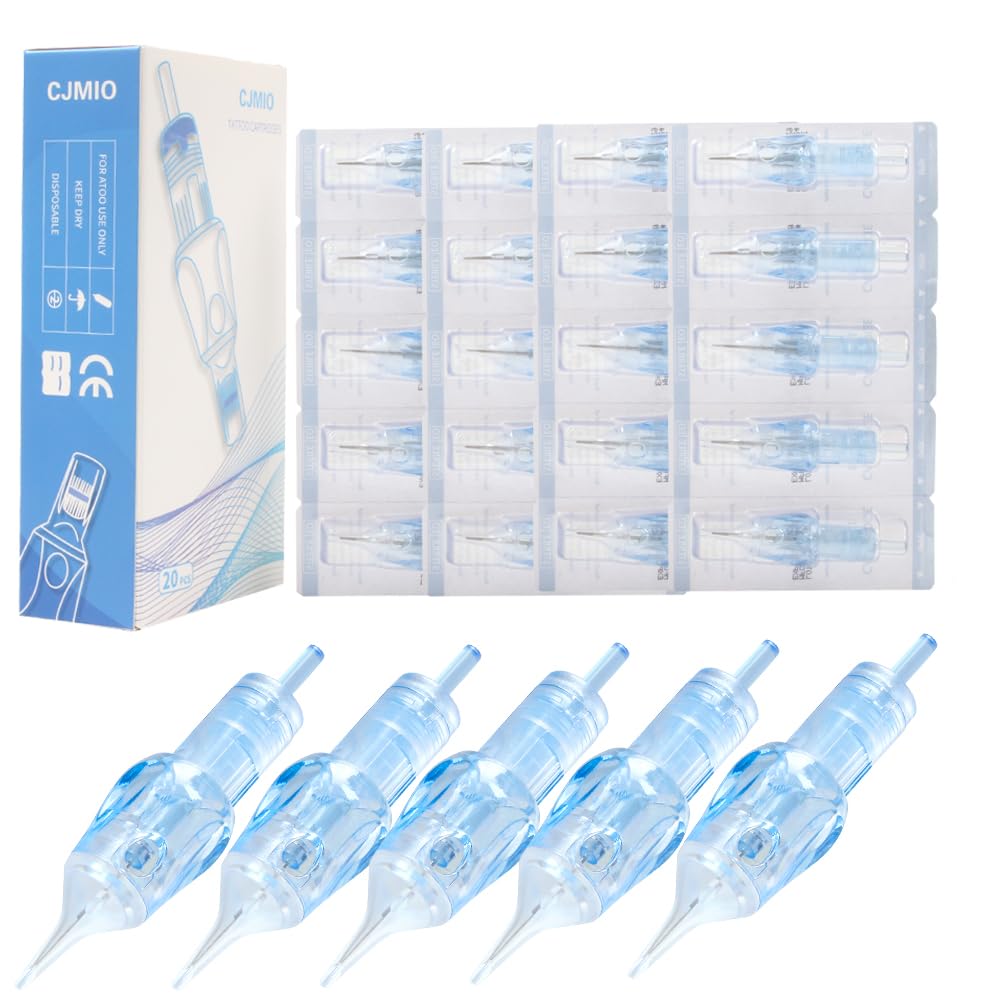 CJMIO 20PCS/BOX Disposable 7rl Tattoo Cartridges Round Liner Disposable Sterilized Safety Tattoo Pen Cartridge For Tattoo Machines (1007RL)