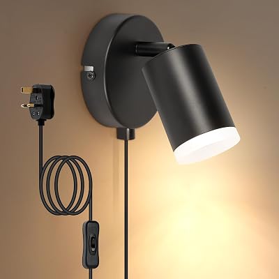 Dehobo Plug In Wall Light with Switch GU10 Adjustable Aluminum Black