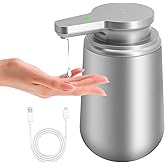 Mamiddle 12 oz. Automatic Soap Dispenser Stainless Steel with Sensor Infrared Soap Dispenser Electric IPX5 Waterproof USB-C Charging Motion Sensor for Kitchen & Bathroom (Silver Arc)