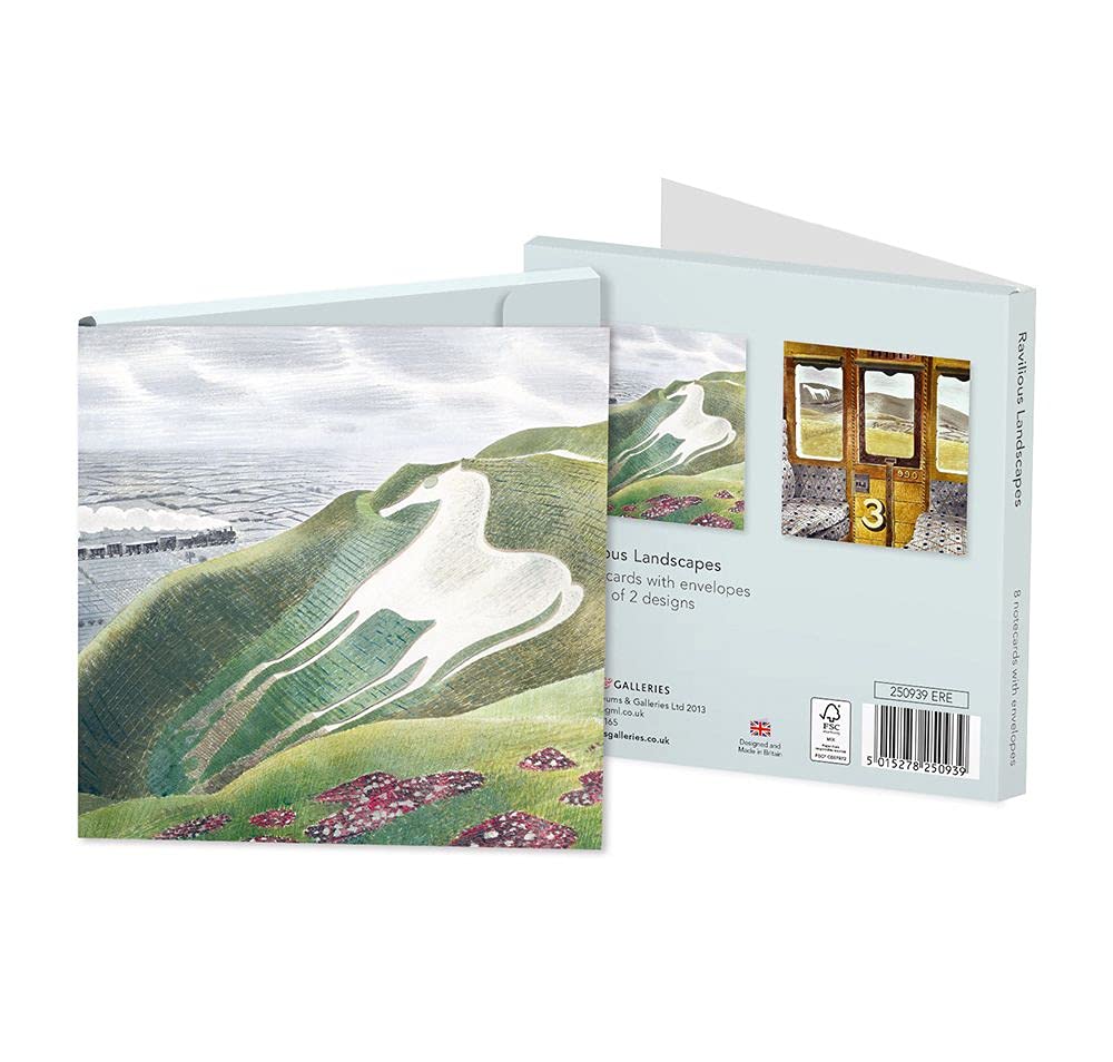 Museums & Galleries Ravilious Landscapes Pack of 8 Art Greeting Cards and White Envelopes