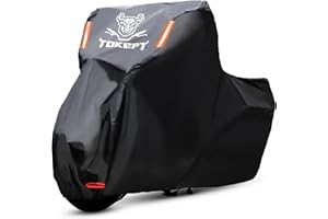 Tokept Black Motorcycle Cover, 210D Oxford Fabric All Weather Water Sun Protection, 96 inch Vehicle Cover for Harley Davidson