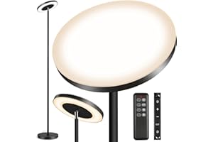 OUTON LED Torchiere Floor Lamp, Super Bright Dimmable Tall Standing Lamp with Remote Touch Control, 4 Color Temperatures, 1-Hour Timer for Living Room, Bedroom, Office (Classic Black)